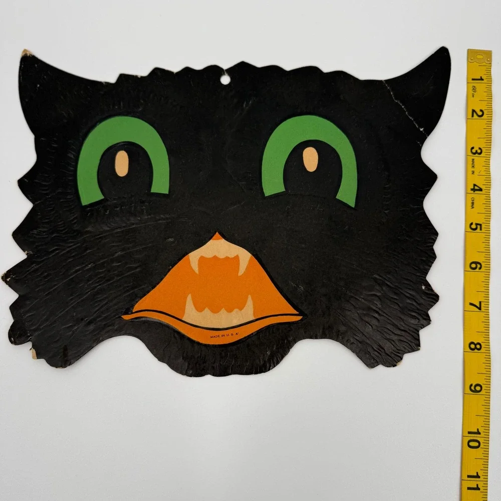 Beistle Black Cat Jack O Lantern Hallmark Witch Halloween 1950s Die Cut Embossed